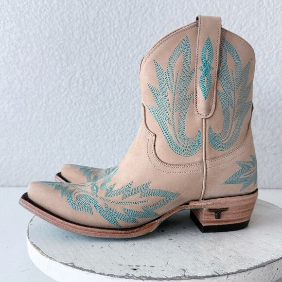 Lane LEXINGTON Womens Cowboy Bootie Sz 6 Sand and Stream Western Cowgirl Boots - Picture 5 of 13